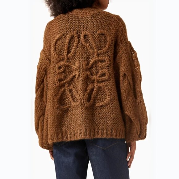 Loewe Anagram Brown Cardigan in Mohair - Picture 3 of 12
